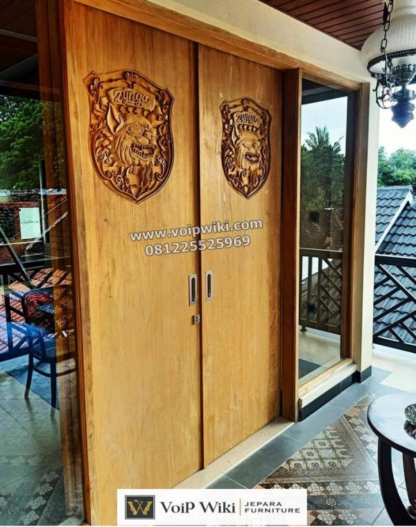 Pintu Jati Blok Sleding Ukir Minimalis Rumah Mewah Ukir