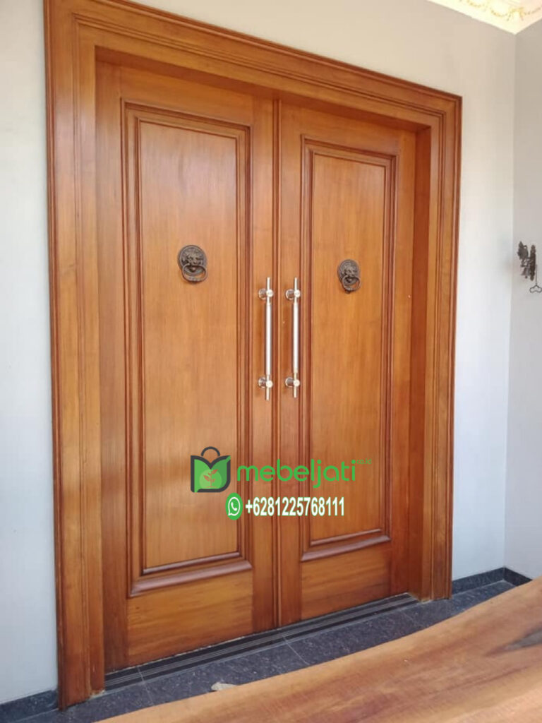 Pintu Kayu Jati Mewah Solid Tanpa Sambungan sisi kiri